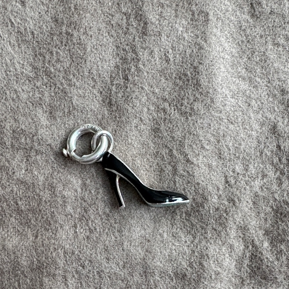 Sleek Black High Heel Shoe Charm